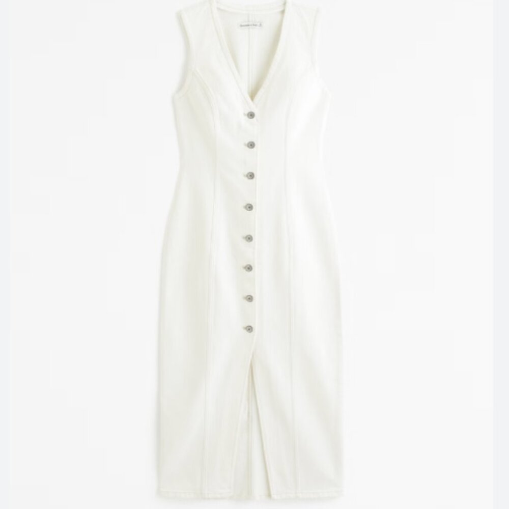 Abercrombie Mara Vest Midi Dress White XXS Petite